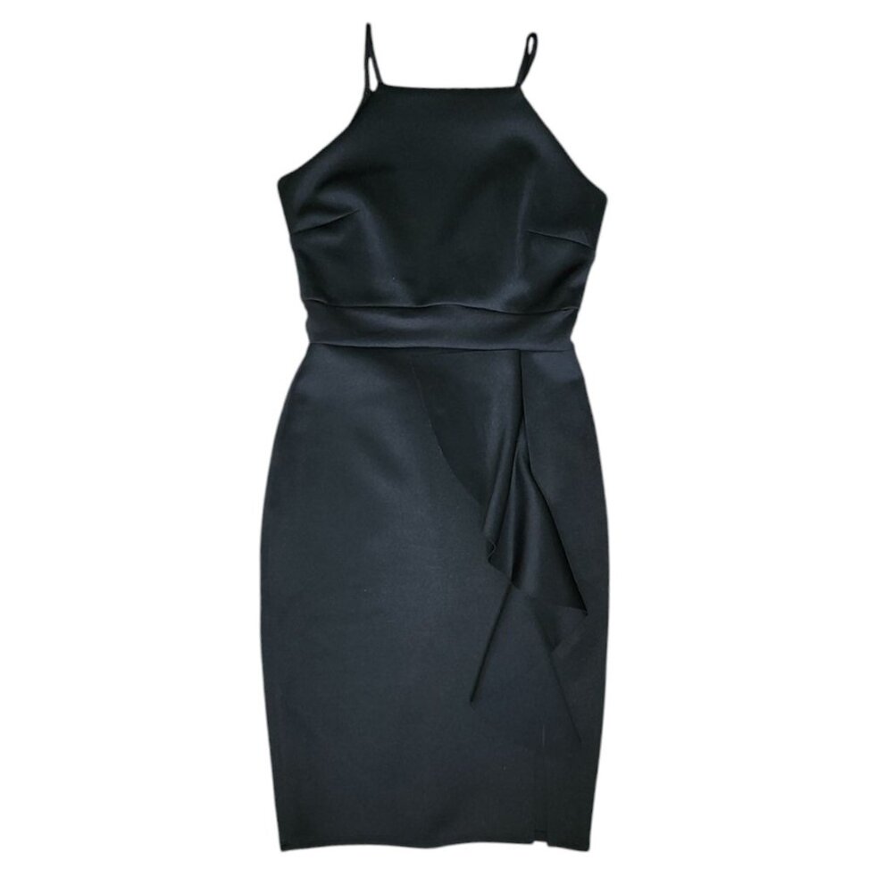 Sweet Storm Dress Womens Size S Small Solid All Black Ruffle‎ Detail Sleeveless
